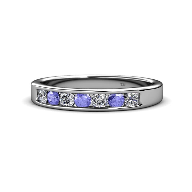 Kathiryn 3.00 mm Tanzanite and Lab Grown Diamond 7 Stone Wedding Band 