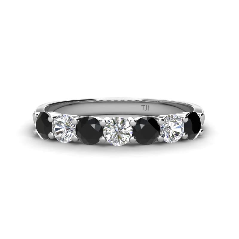Kathleen 3.40 mm Round Black Diamond and White Lab Grown Diamond Wedding Band 