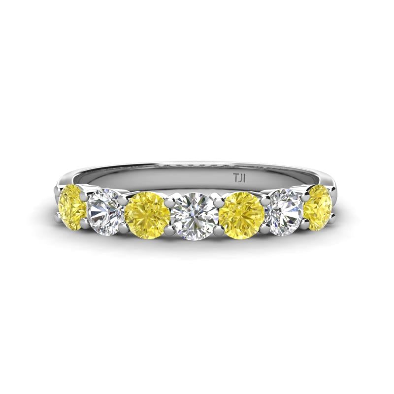 Kathleen 3.40 mm Round Yellow Diamond and White Lab Grown Diamond Wedding Band 
