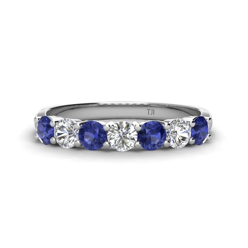Kathleen 3.40 mm Round Iolite and Lab Grown Diamond Wedding Band 