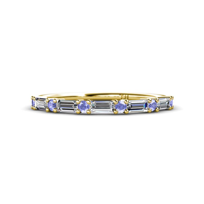 Sarah 0.82 ctw Natural Diamond Baguette (4x2 mm) & Tanzanite Round (2.30 mm) Wedding Band 