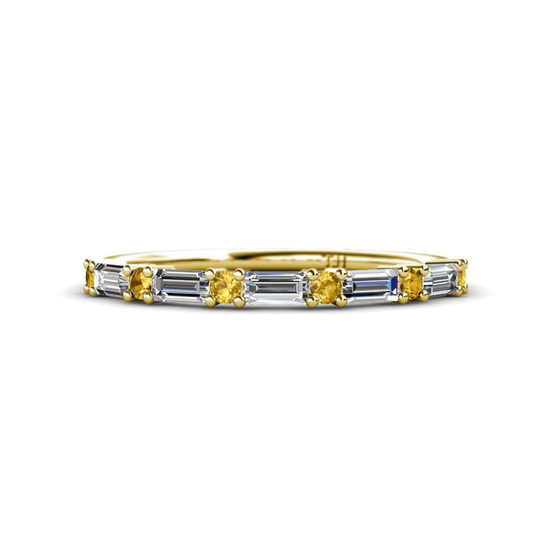 Sarah 0.73 ctw Natural Diamond Baguette (4x2 mm) & Citrine Round (2.30 mm) Wedding Band 