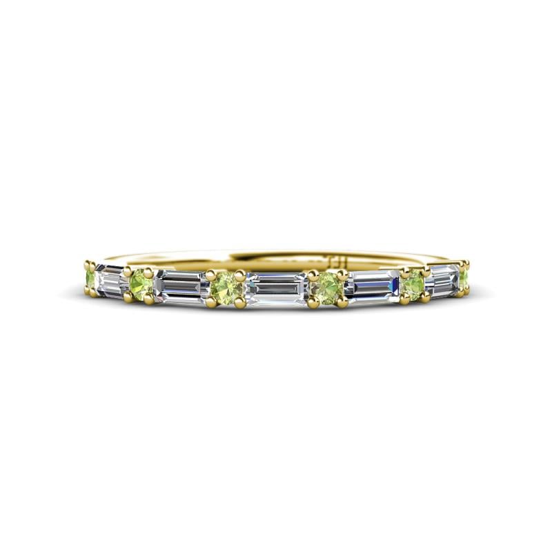Sarah 0.85 ctw Natural Diamond Baguette (4x2 mm) & Peridot Round (2.30 mm) Wedding Band 