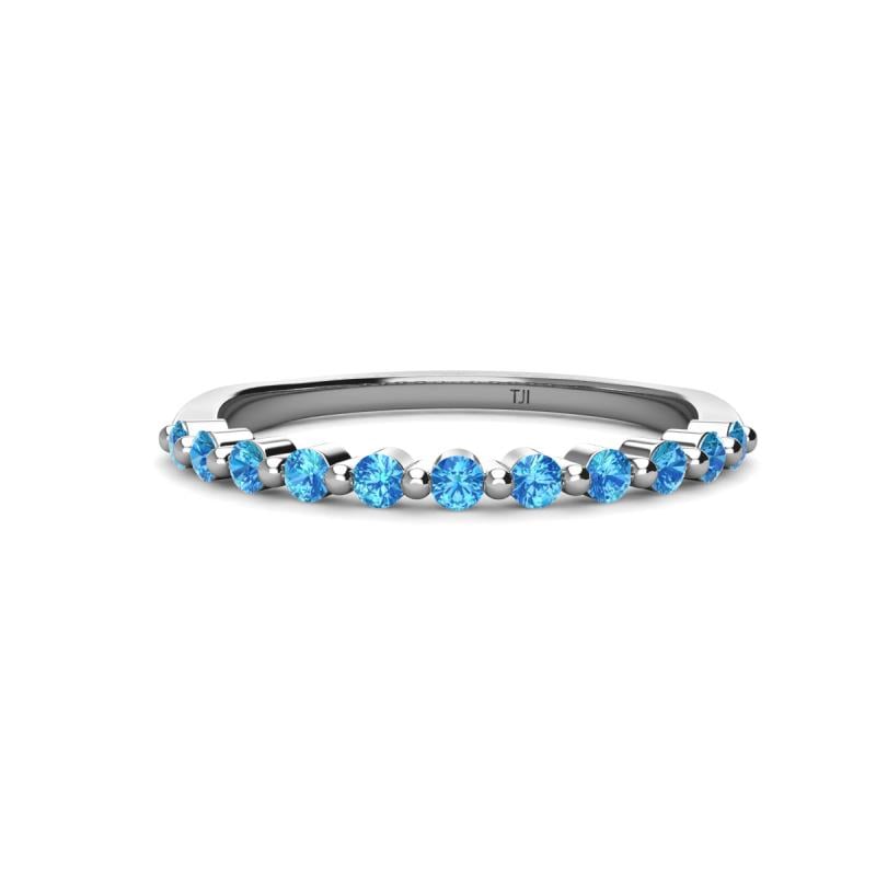 Venice 2.00 mm Round Blue Topaz 11 Stone Wedding Band 