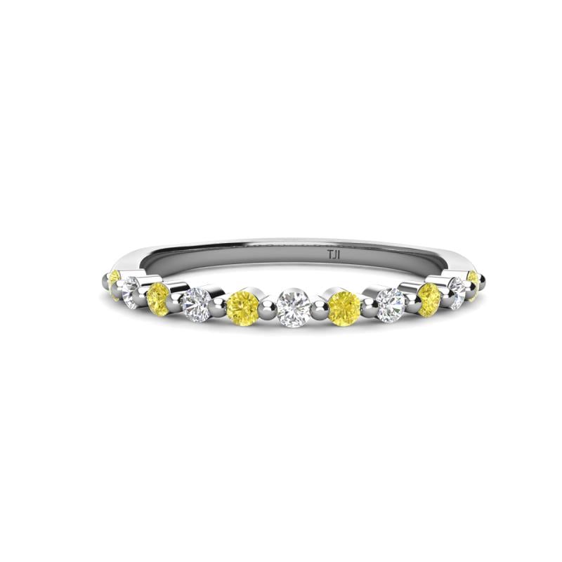 Venice 2.00 mm Round Yellow and White Diamond 11 Stone Wedding Band 