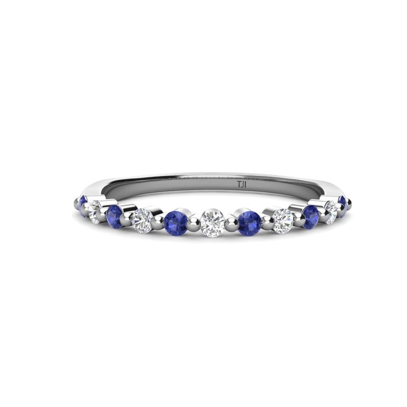 Venice 2.00 mm Round Iolite and Diamond 11 Stone Wedding Band 