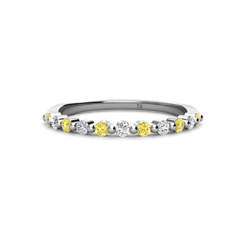 Venice 2.00 mm Round Yellow Sapphire and Lab Grown Diamond 11 Stone Wedding Band 