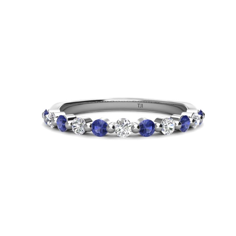 Venice 2.50 mm Round Iolite and Diamond 11 Stone Wedding Band 