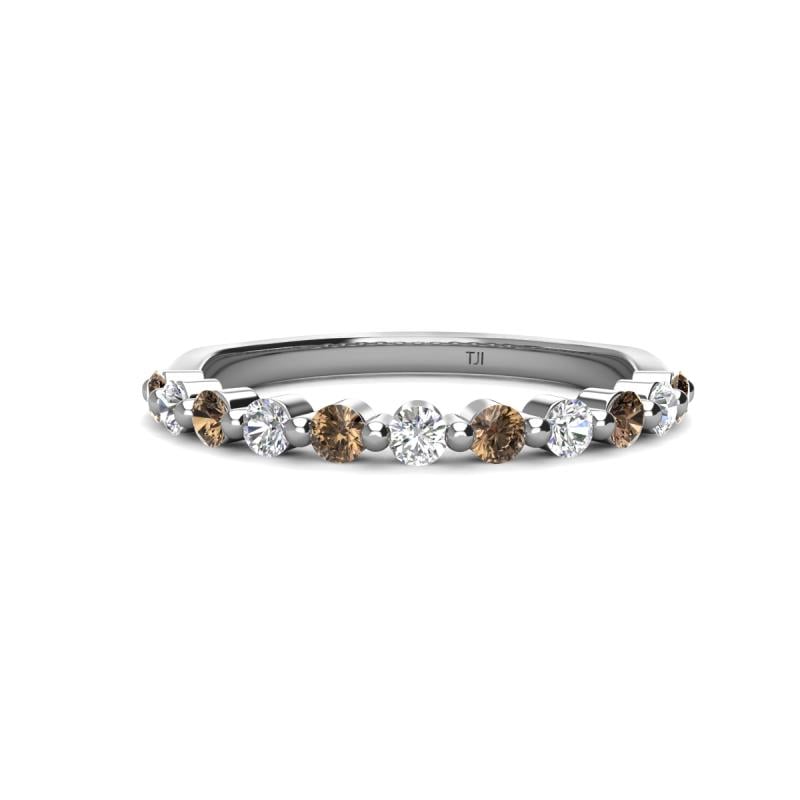 Venice 2.50 mm Round Smoky Quartz and Lab Grown Diamond 11 Stone Wedding Band 