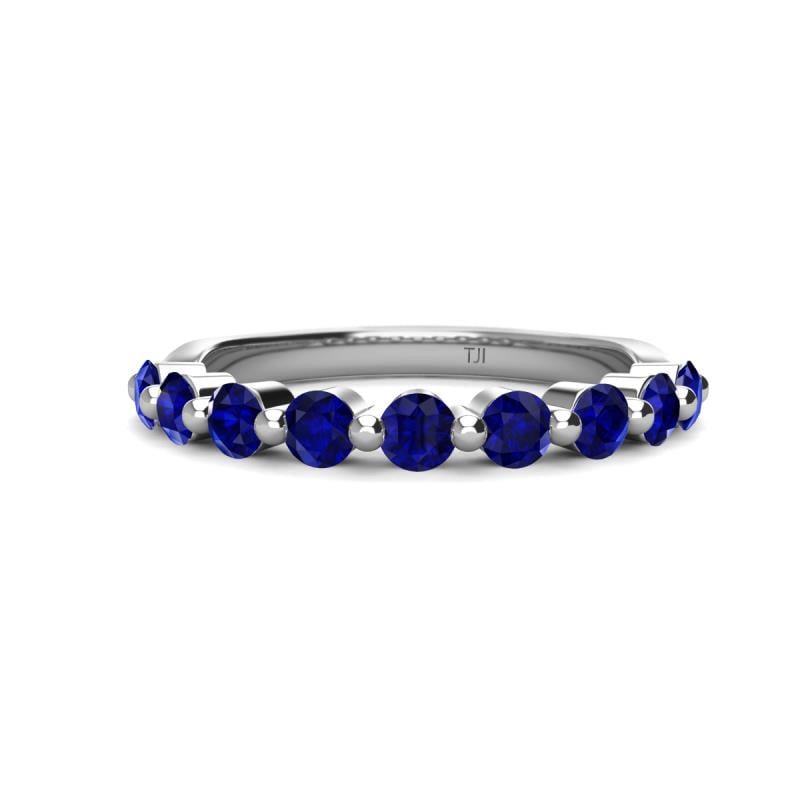 Venice 3.00 mm Round Blue Sapphire 9 Stone Wedding Band 