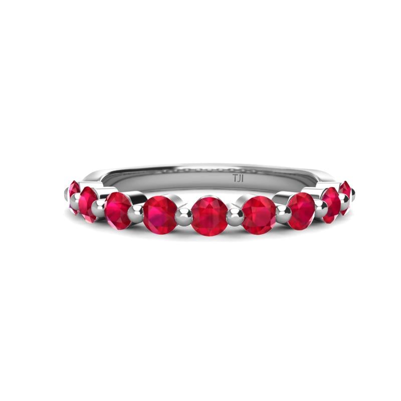 Venice 3.00 mm Round Ruby 9 Stone Wedding Band 