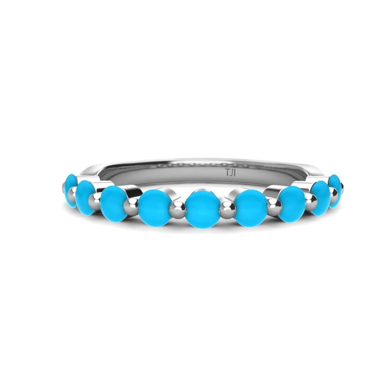 Venice 3.00 mm Round Turquoise 9 Stone Wedding Band 