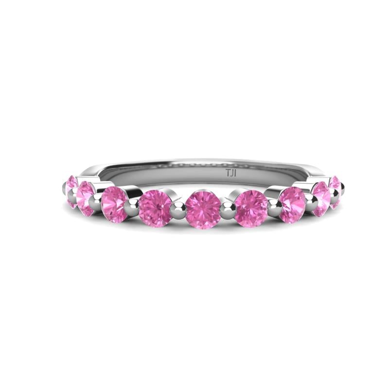 Venice 3.00 mm Round Pink Sapphire 9 Stone Wedding Band 