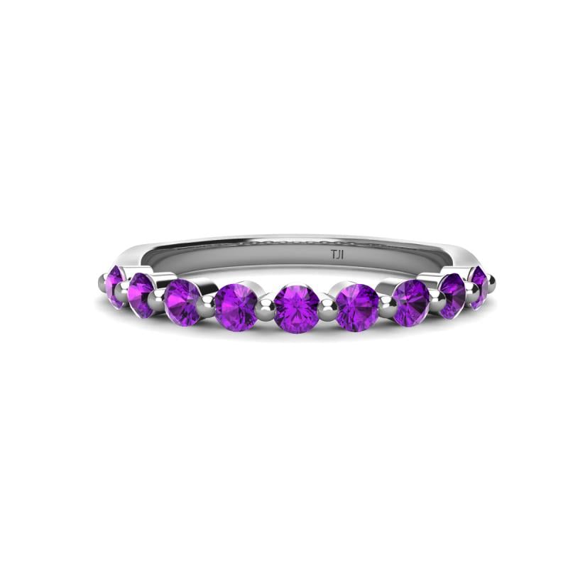 Venice 2.70 mm Round Amethyst 9 Stone Wedding Band 