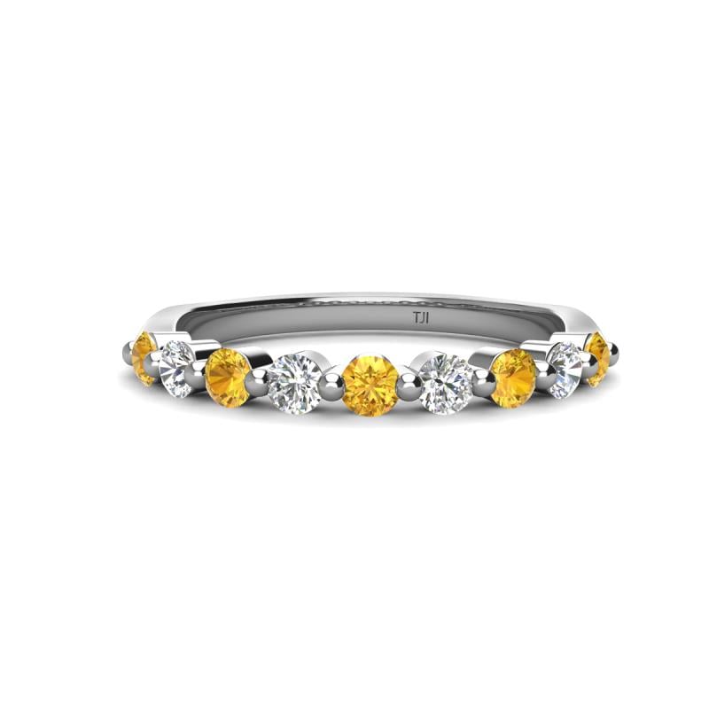 Venice 2.70 mm Round Citrine and Lab Grown Diamond 9 Stone Wedding Band 