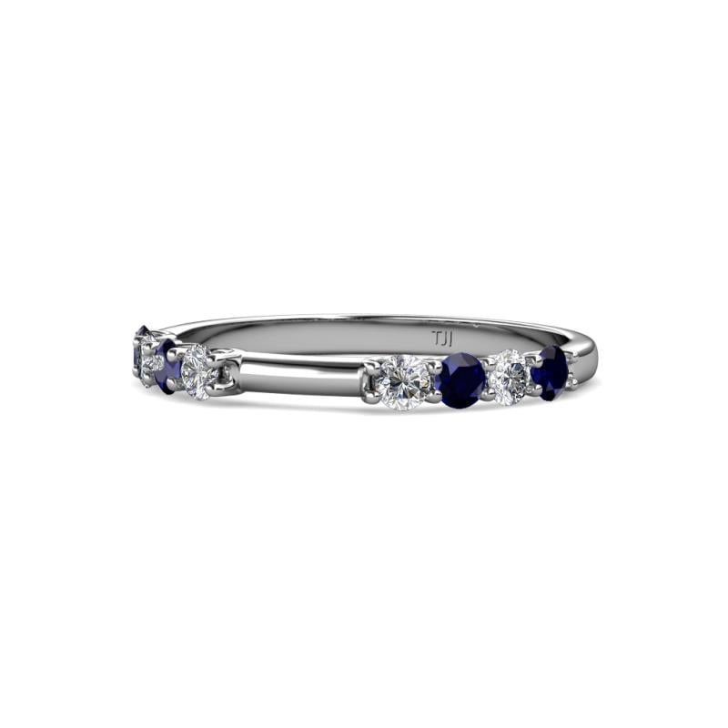 Alicia 2.60 mm Blue Sapphire and Diamond 8 Stone Wedding Band 