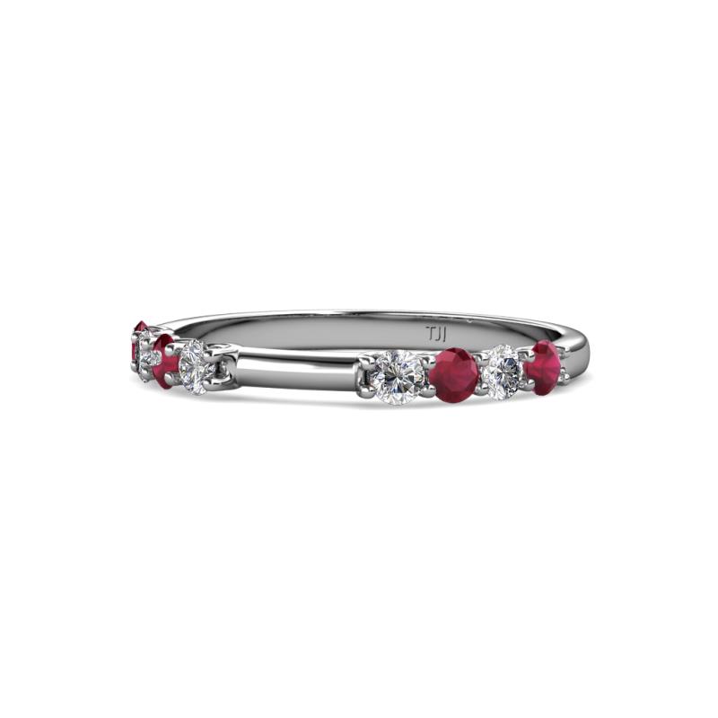 Alicia 2.60 mm Ruby and Diamond 8 Stone Wedding Band 