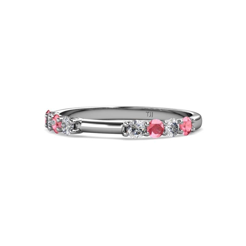 Alicia 2.60 mm Pink Tourmaline and Diamond 8 Stone Wedding Band 