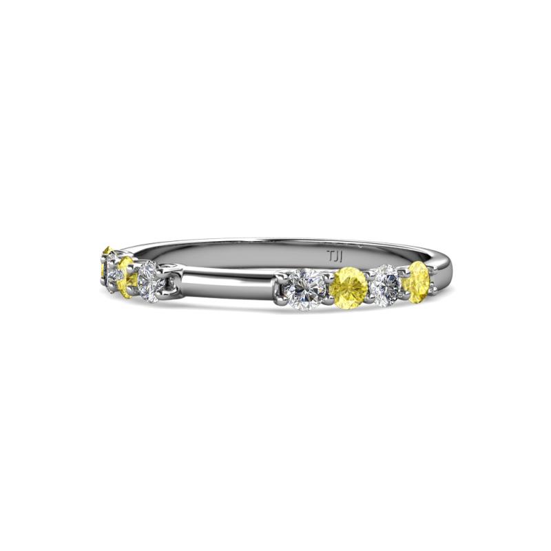 Alicia 2.60 mm Yellow Sapphire and Diamond 8 Stone Wedding Band 