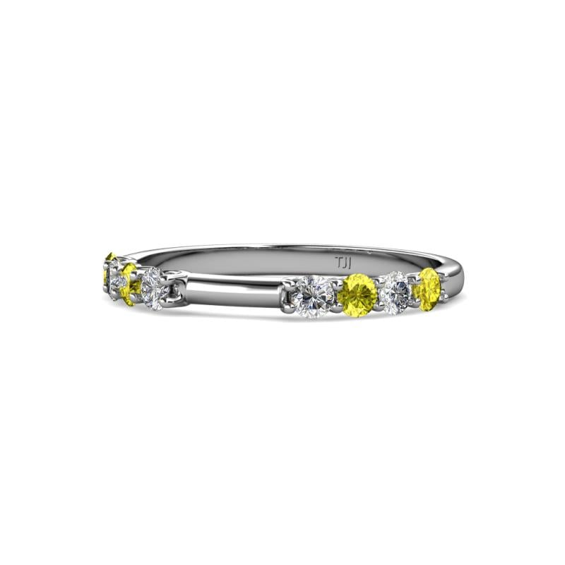 Alicia 2.60 mm Yellow and White Diamond 8 Stone Wedding Band 