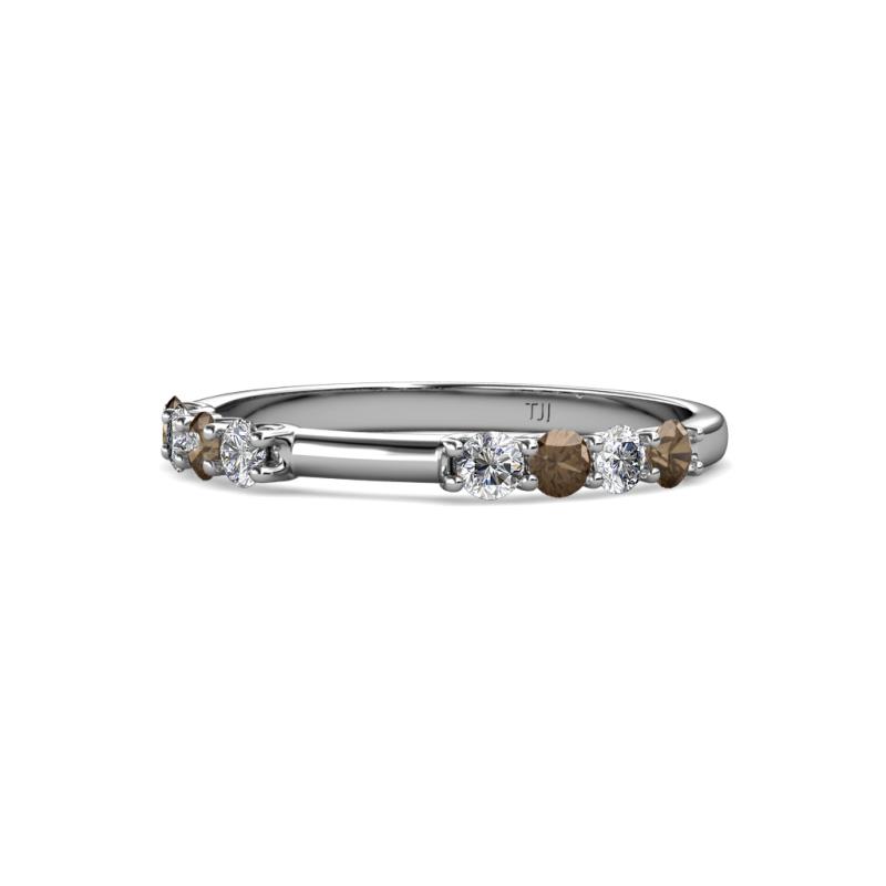 Alicia 2.60 mm Smoky Quartz and Diamond 8 Stone Wedding Band 