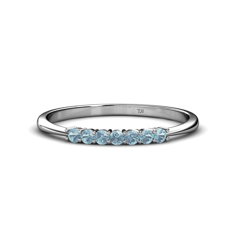 Reina 2.00 mm Aquamarine 7 Stone Wedding Band 