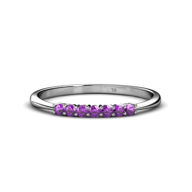 Reina 2.00 mm Amethyst 7 Stone Wedding Band 