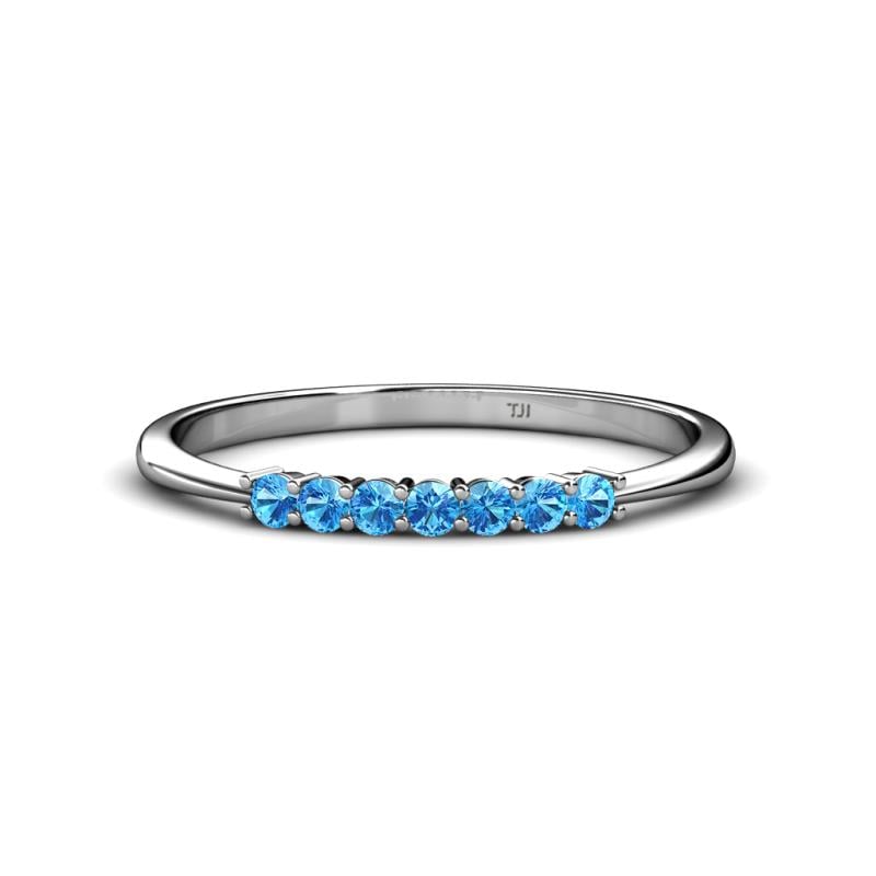 Reina 2.00 mm Blue Topaz 7 Stone Wedding Band 
