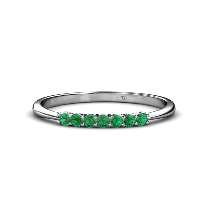 Reina 2.00 mm Emerald 7 Stone Wedding Band 