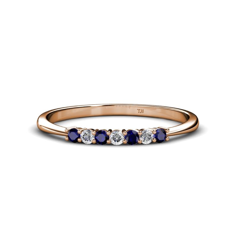 Reina 2.00 mm Blue Sapphire and Diamond 7 Stone Wedding Band 
