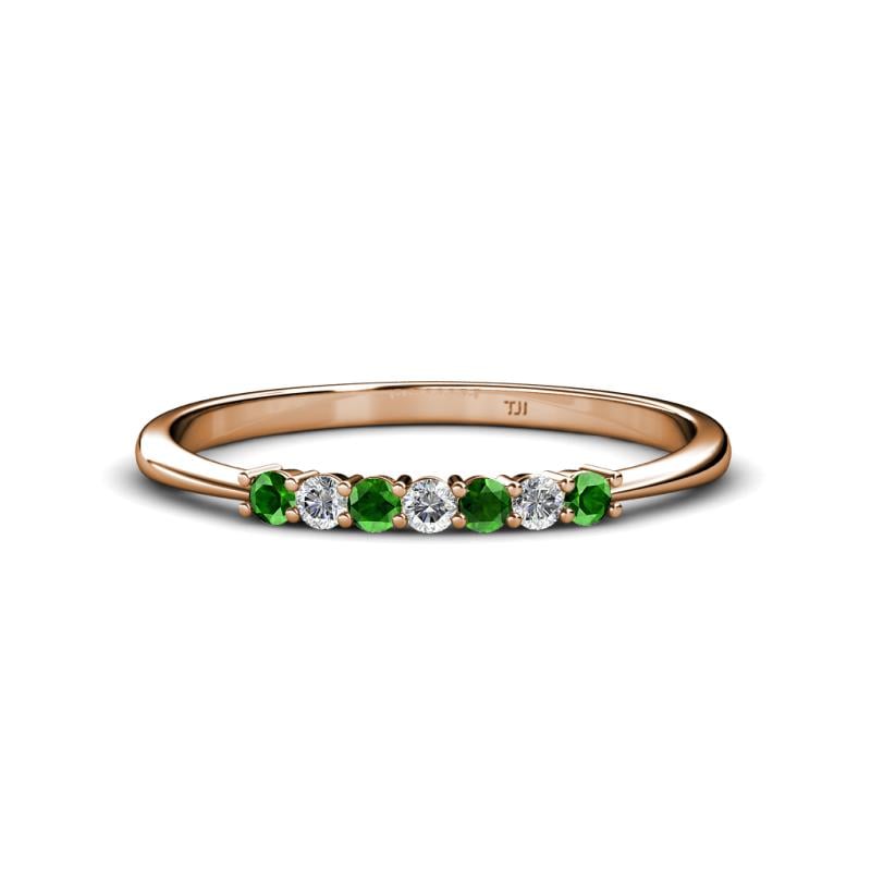 Reina 2.00 mm Green Garnet and Diamond 7 Stone Wedding Band 