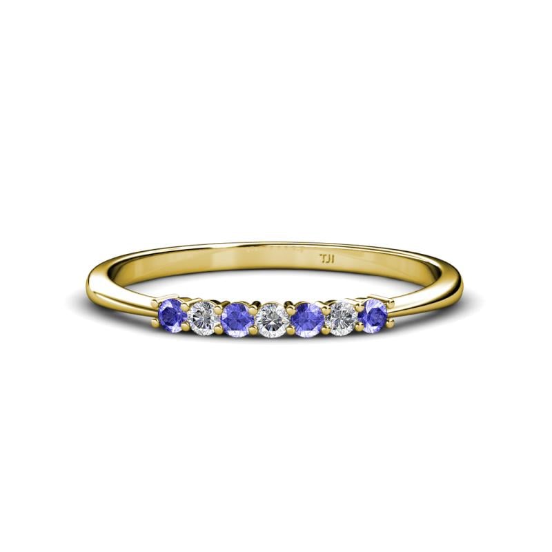 Reina 2.00 mm Tanzanite and Diamond 7 Stone Wedding Band 