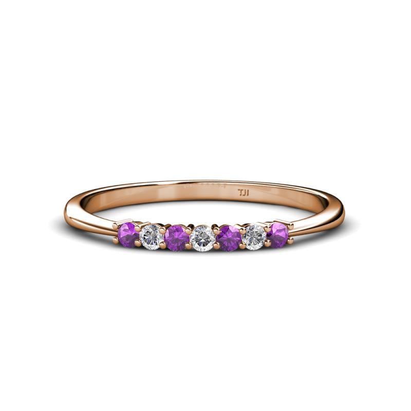 Reina 2.00 mm Amethyst and Diamond 7 Stone Wedding Band 