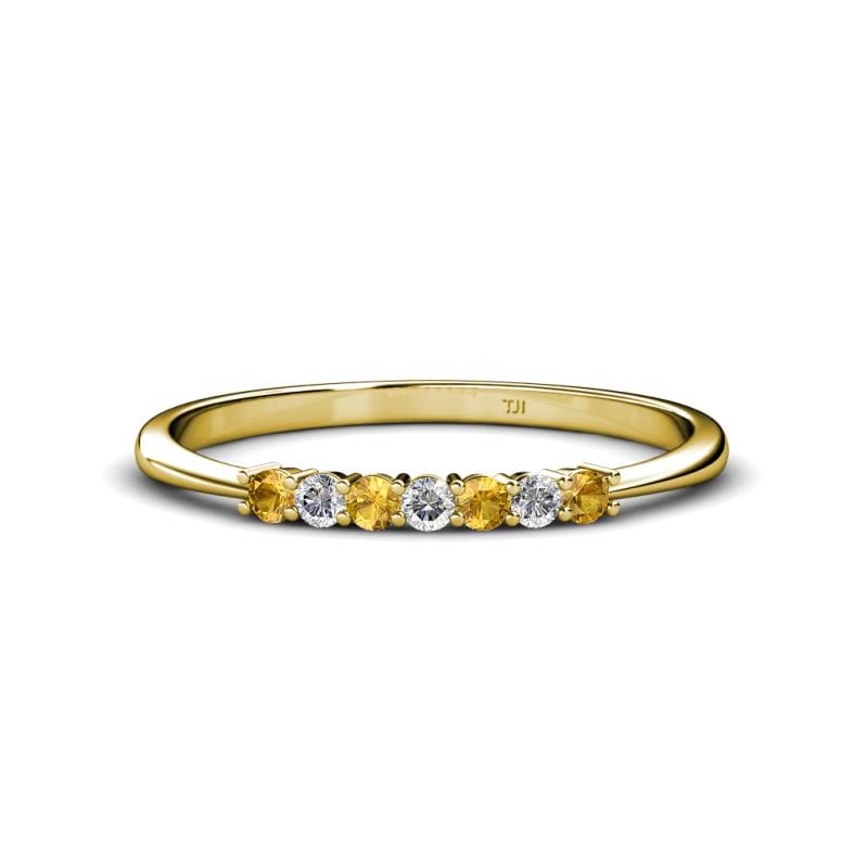 Reina 2.00 mm Citrine and Diamond 7 Stone Wedding Band 