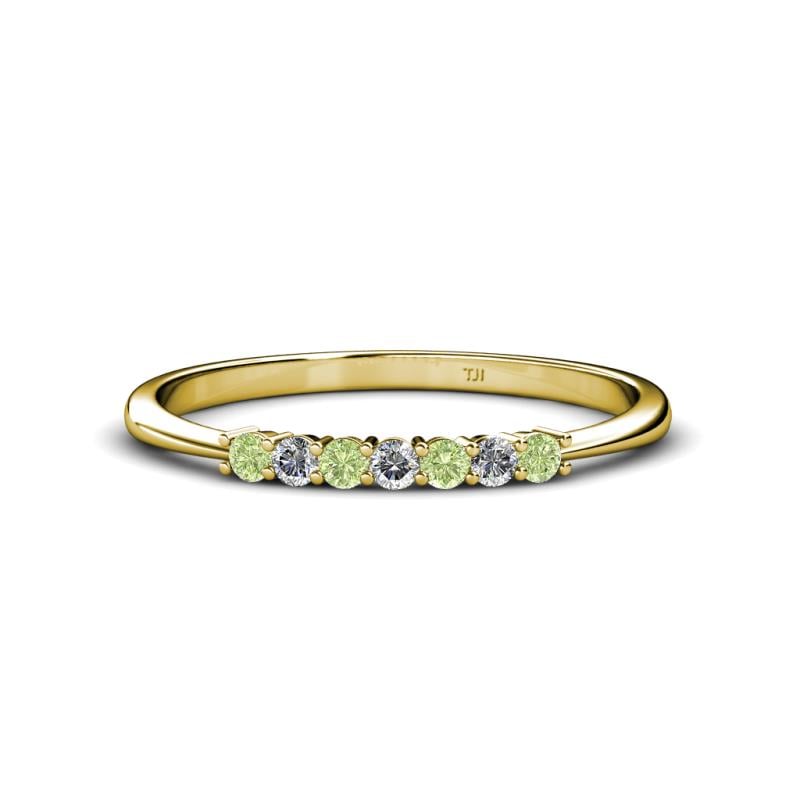 Reina 2.00 mm Peridot and Diamond 7 Stone Wedding Band 