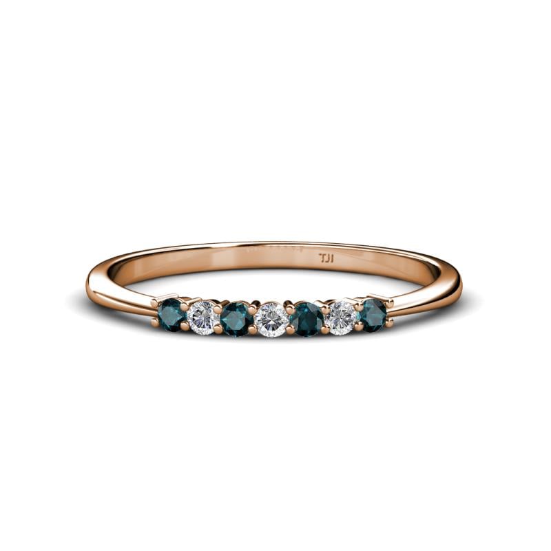 Reina 2.00 mm London Blue Topaz and Diamond 7 Stone Wedding Band 