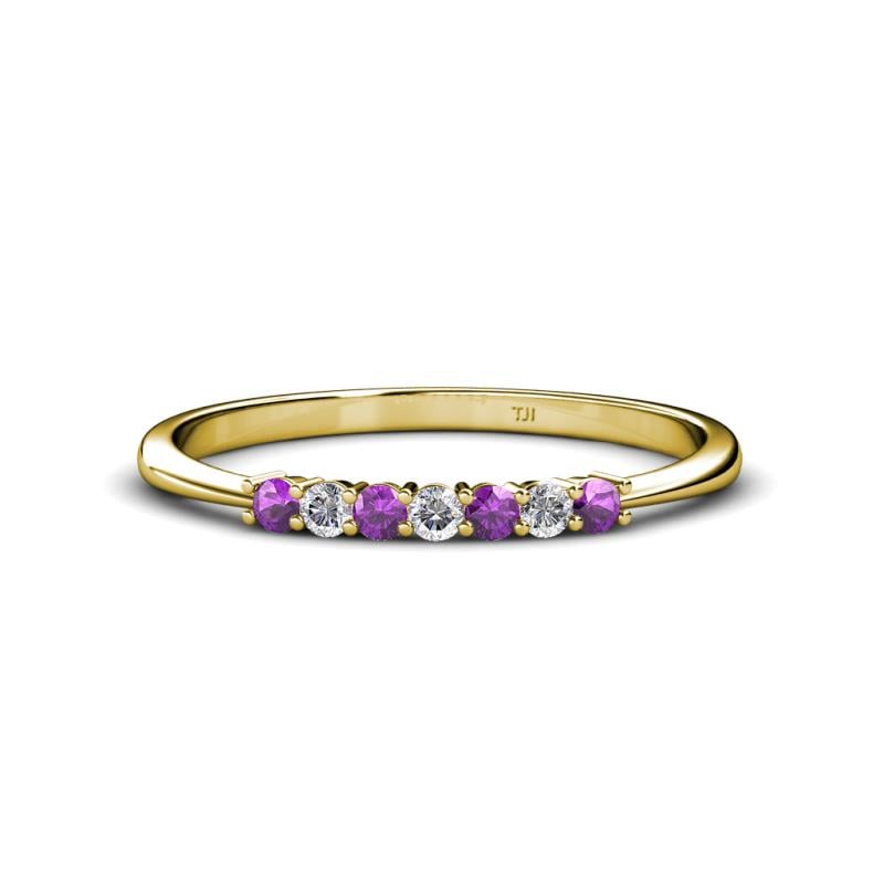 Reina 2.00 mm Amethyst and Lab Grown Diamond 7 Stone Wedding Band 