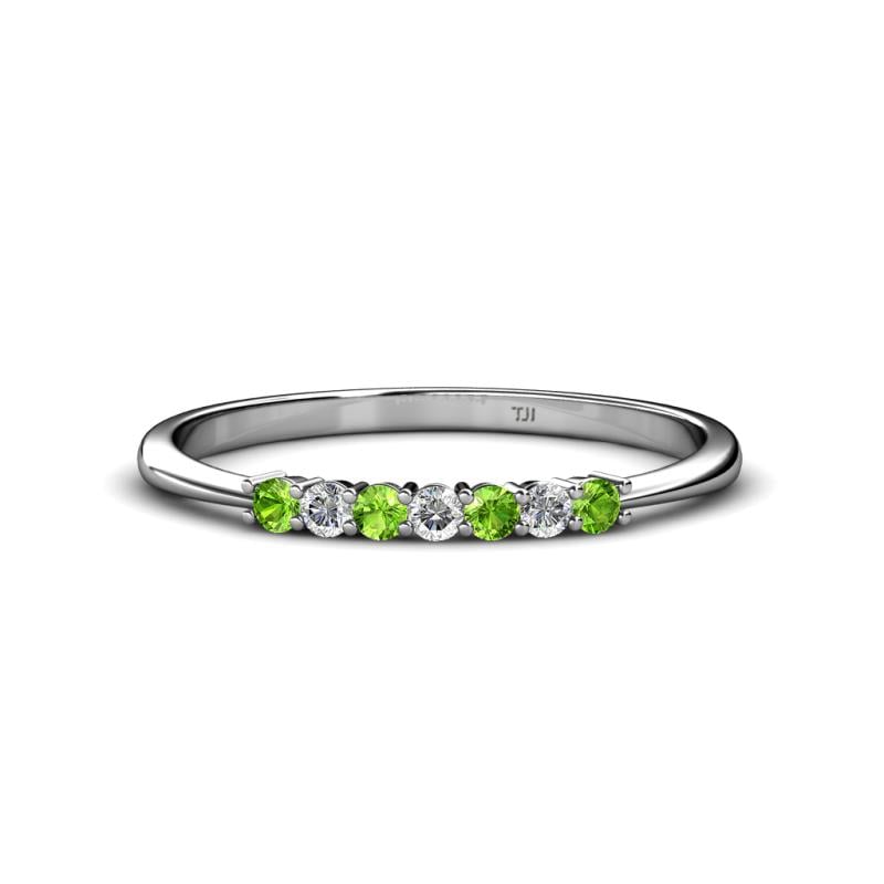 Reina 2.00 mm Peridot and Lab Grown Diamond 7 Stone Wedding Band 