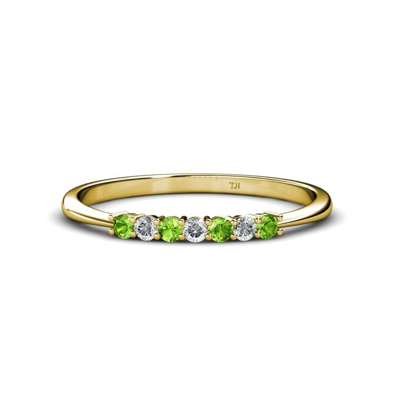 Reina 2.00 mm Peridot and Lab Grown Diamond 7 Stone Wedding Band 