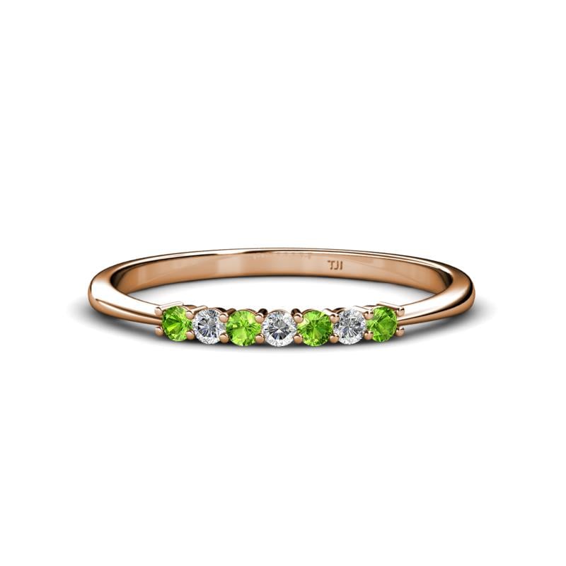 Reina 2.00 mm Peridot and Lab Grown Diamond 7 Stone Wedding Band 