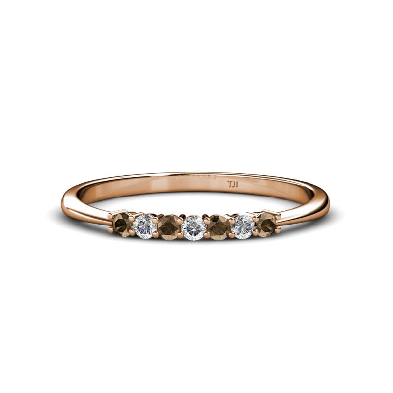 Reina 2.00 mm Smoky Quartz and Lab Grown Diamond 7 Stone Wedding Band 