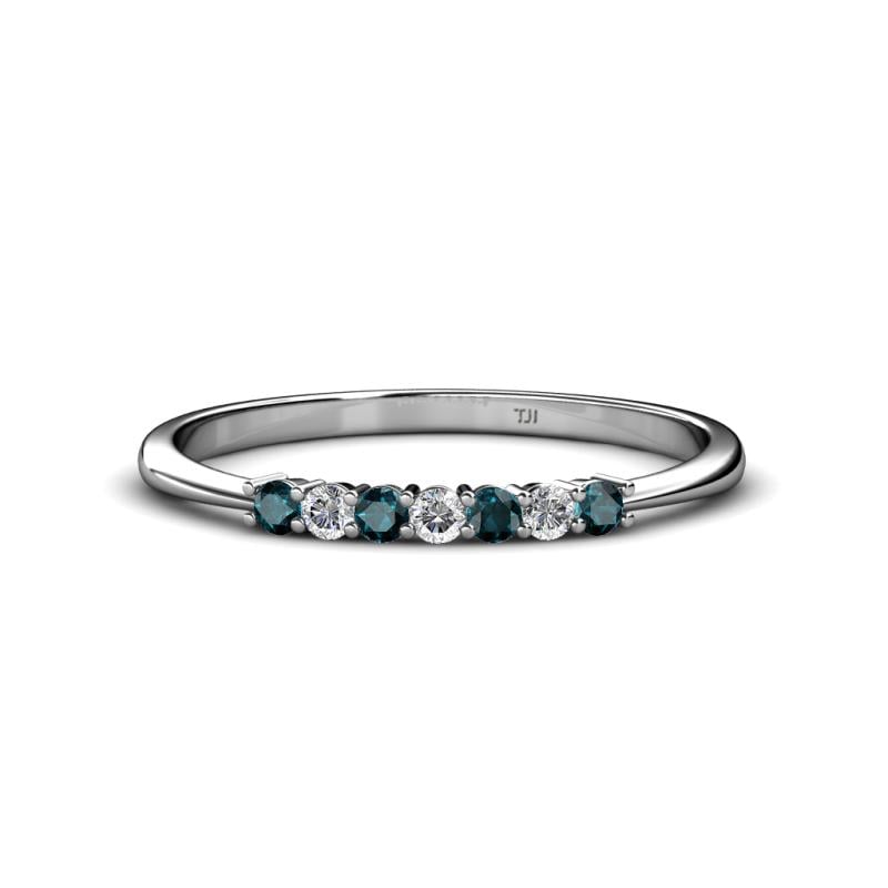 Reina 2.00 mm London Blue Topaz and Lab Grown Diamond 7 Stone Wedding Band 