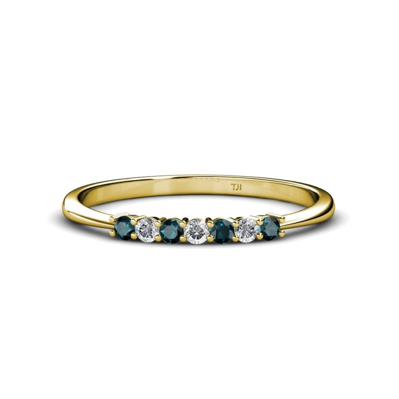 Reina 2.00 mm London Blue Topaz and Lab Grown Diamond 7 Stone Wedding Band 