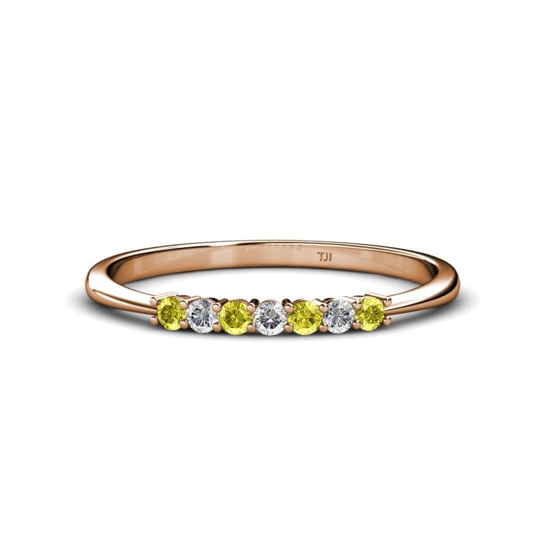 Reina 2.00 mm Yellow and White Diamond 7 Stone Wedding Band 