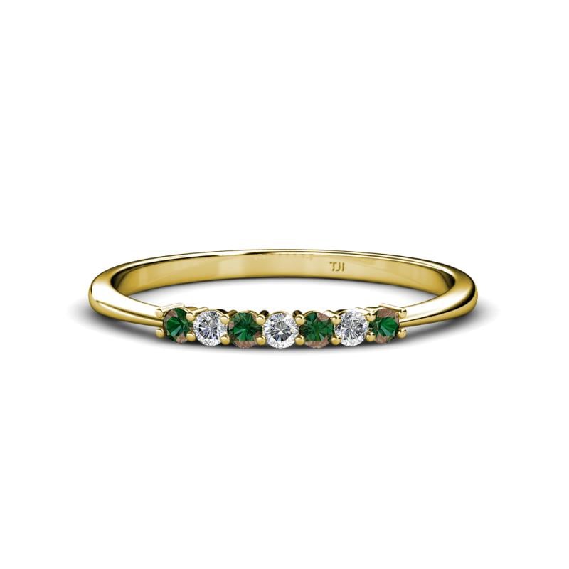 Reina 2.00 mm Diamond and Lab Created Alexandrite 7 Stone Wedding Band 