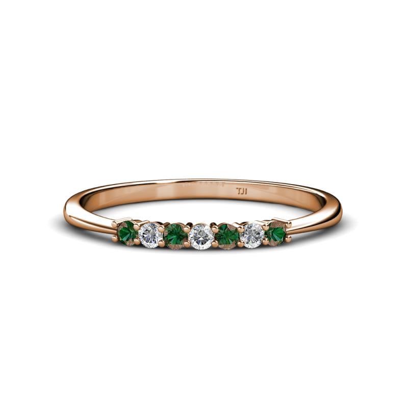 Reina 2.00 mm Diamond and Lab Created Alexandrite 7 Stone Wedding Band 