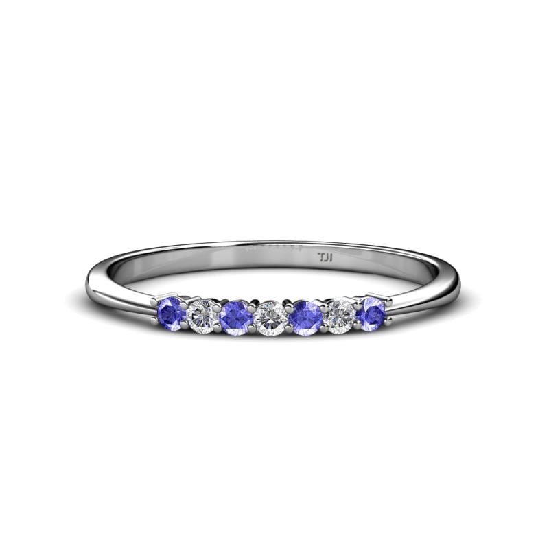 Reina 2.00 mm Tanzanite and Lab Grown Diamond 7 Stone Wedding Band 