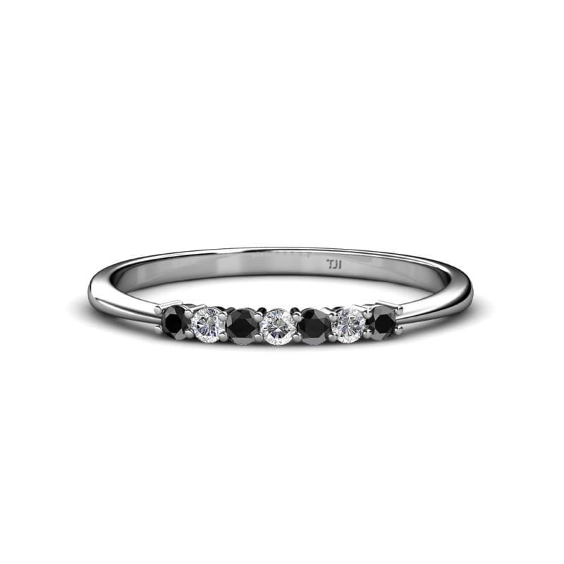 Reina 2.00 mm Black Diamond and White Lab Grown Diamond 7 Stone Wedding Band 