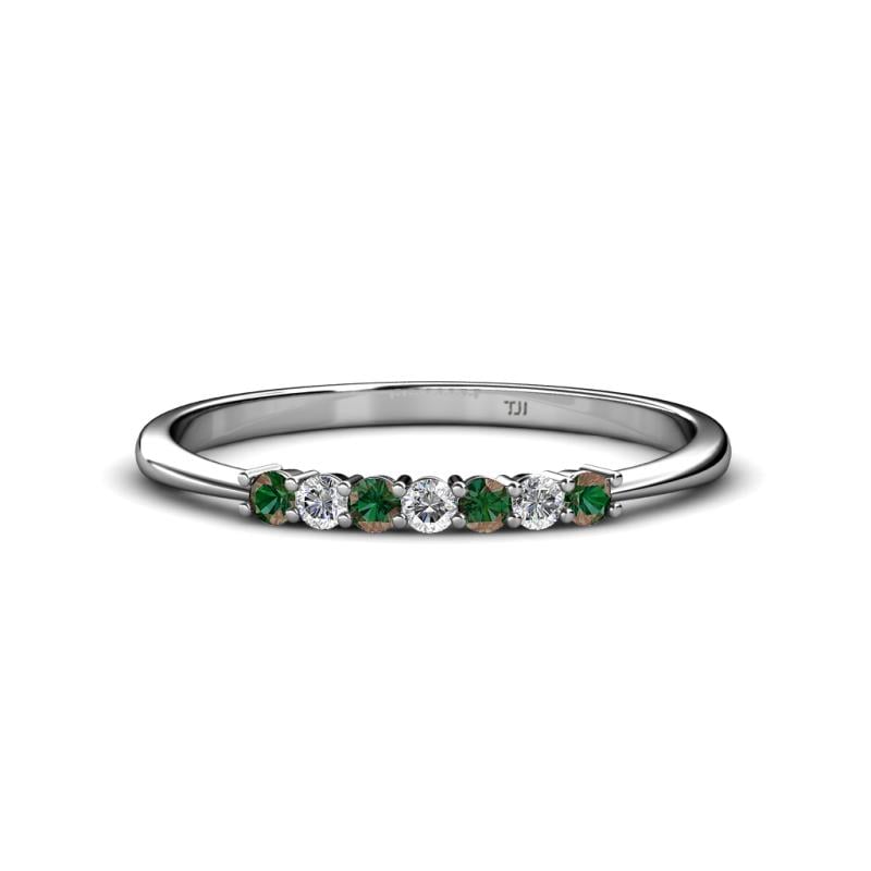 Reina 2.00 mm Diamond and Lab Created Alexandrite 7 Stone Wedding Band 