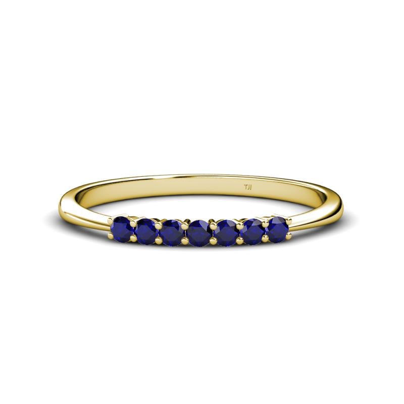 Reina 2.30 mm Blue Sapphire 7 Stone Wedding Band 